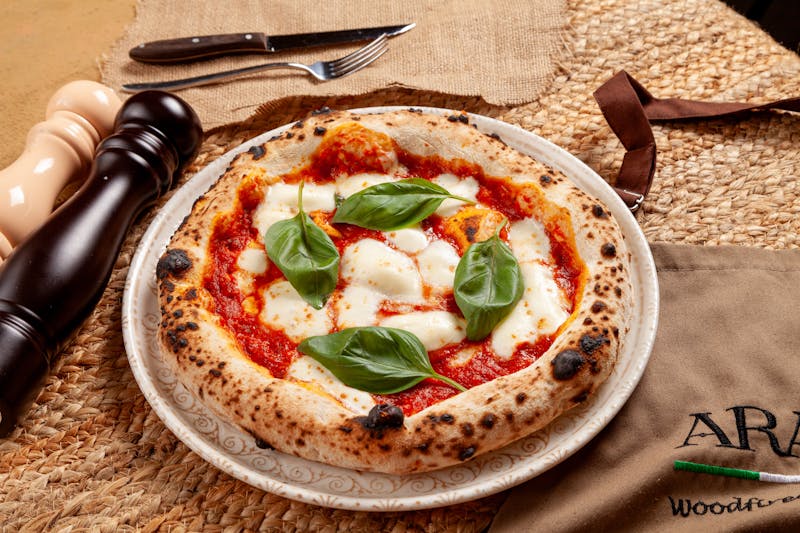 Classic Margherita pizza at dewey's